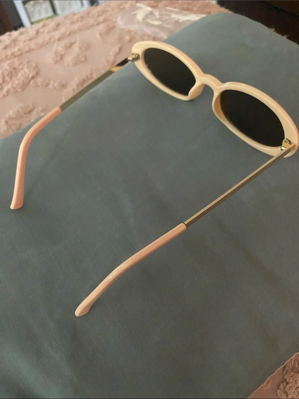 Peach Oval Sunglasses with Protective Sleeve